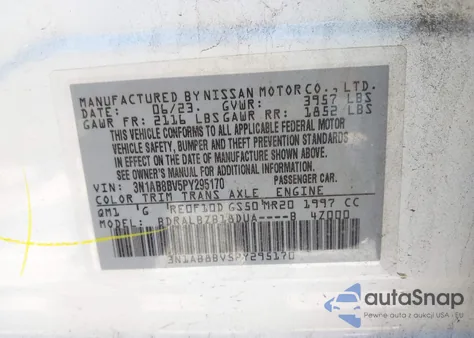 2023 Nissan Sentra S Xtronic Cvt из США, поврежденный, VIN 3N1AB8BV5PY295170